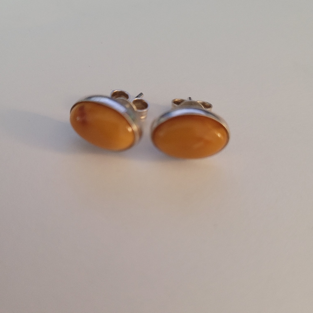 Yellow Jade Sterling Silver Earrings.